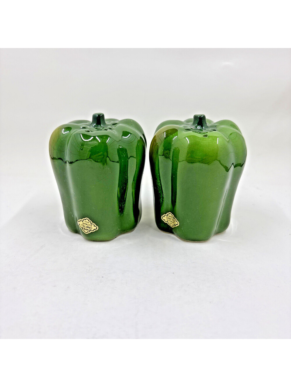 Vintage Otagiri Green Peppers Salt Pepper Shakers Ceramic Japan 1984